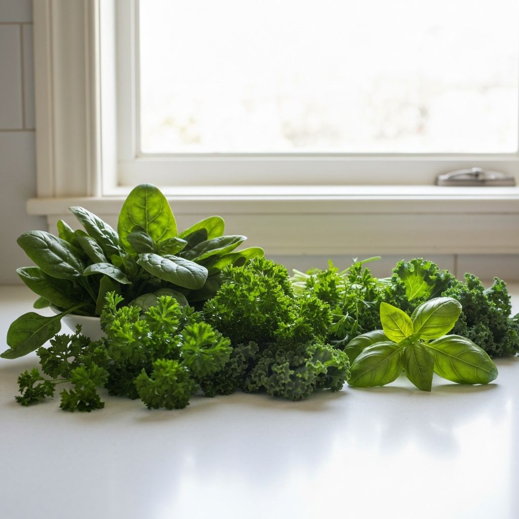 Kräuter und Blattgemüse